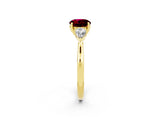 Yellow gold Three-Stone Round Cut Garnet Ring with Pear  Side Stones in Four-Prong Setting_14
