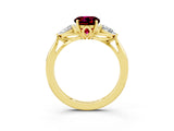 Yellow gold Three-Stone Round Cut Garnet Ring with Pear  Side Stones in Four-Prong Setting_15