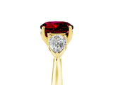Yellow gold Three-Stone Round Cut Garnet Ring with Pear  Side Stones in Four-Prong Setting_17