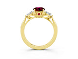 Yellow gold Three-Stone Round Cut Garnet Ring with Pear  Side Stones in Four-Prong Setting_39