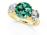 Yellow gold Three-Stone Round Cut Green Sapphire Braided Band Ring with Four-Prong Setting_13