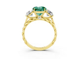 Yellow gold Three-Stone Round Cut Green Sapphire Braided Band Ring with Four-Prong Setting_15