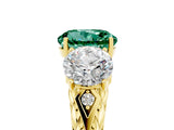 Yellow gold Three-Stone Round Cut Green Sapphire Braided Band Ring with Four-Prong Setting_17