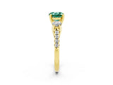 Yellow gold Three-Stone Round Cut Green Sapphire Pavé Band with Four-Prong Setting_2