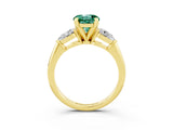 Yellow gold Three-Stone Round Cut Green Sapphire Ring with Pear Side Stones and Four-Prong Setting_3