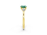 Yellow gold Three-Stone Round Cut Green Sapphire Ring with Pear  Side Stones in Four-Prong Setting_14