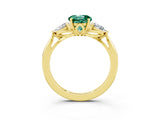 Yellow gold Three-Stone Round Cut Green Sapphire Ring with Pear  Side Stones in Four-Prong Setting_15