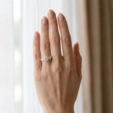 Yellow gold Three-Stone Round Cut Milgrain Band Prong Setting Ring_13
