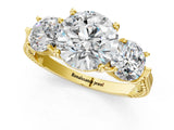 Yellow gold Three-Stone Round Cut Milgrain Band Prong Setting Ring_27