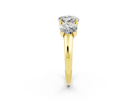 Yellow gold Three-Stone Round Cut Moissanite Engagement Ring with Prong Setting_2