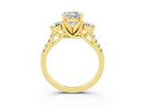 Yellow gold Three-Stone Round Cut Moissanite Pavé Band with Four-Prong Setting_3