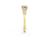 Yellow gold Three-Stone Round Cut Moissanite Ring with Pear Side Stones and Four-Prong Setting_2