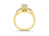 Yellow gold Three-Stone Round Cut Moissanite Ring with Pear Side Stones and Four-Prong Setting_3