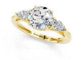 Yellow gold Three-Stone Round Cut Moissanite Ring with Pear  Side Stones in Four-Prong Setting_13
