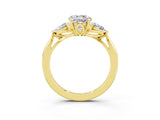 Yellow gold Three-Stone Round Cut Moissanite Ring with Pear  Side Stones in Four-Prong Setting_15