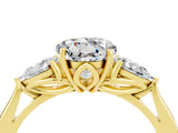 Yellow gold Three-Stone Round Cut Moissanite Ring with Pear  Side Stones in Four-Prong Setting_16