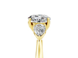 Yellow gold Three-Stone Round Cut Moissanite Ring with Pear  Side Stones in Four-Prong Setting_17