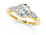 Yellow gold Three-Stone Round Cut Moissanite Ring with Pear  Side Stones in Four-Prong Setting_37