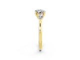 Yellow gold Three-Stone Round Cut Moissanite Ring with Pear  Side Stones in Four-Prong Setting_38