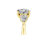 Yellow gold Three-Stone Round Cut Moissanite Ring with Pear  Side Stones in Four-Prong Setting_41
