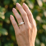 Yellow gold Three-Stone Round Cut Pavé Band with Prong Setting_12