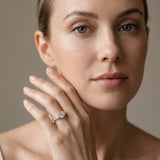 Yellow gold Three-Stone Round Cut Pavé Band with Prong Setting_13