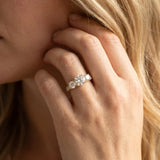 Yellow gold Three-Stone Round Cut Pavé Band with Prong Setting_14