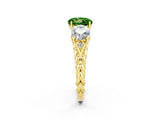 Yellow gold Three-Stone Round Cut Peridot Braided Band Ring with Four-Prong Setting_14
