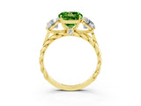 Yellow gold Three-Stone Round Cut Peridot Braided Band Ring with Four-Prong Setting_15