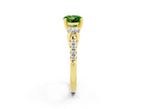 Yellow gold Three-Stone Round Cut Peridot Pavé Band with Four-Prong Setting_2