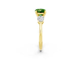 Yellow gold Three-Stone Round Cut Peridot Ring with Pear Side Stones and Four-Prong Setting_2
