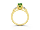 Yellow gold Three-Stone Round Cut Peridot Ring with Pear Side Stones and Four-Prong Setting_3