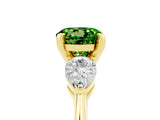 Yellow gold Three-Stone Round Cut Peridot Ring with Pear Side Stones and Four-Prong Setting_5
