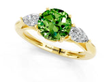 Yellow gold Three-Stone Round Cut Peridot Ring with Pear  Side Stones in Four-Prong Setting_13