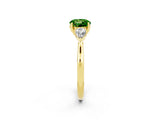 Yellow gold Three-Stone Round Cut Peridot Ring with Pear  Side Stones in Four-Prong Setting_14