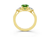 Yellow gold Three-Stone Round Cut Peridot Ring with Pear  Side Stones in Four-Prong Setting_15