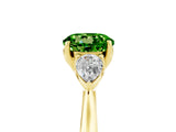 Yellow gold Three-Stone Round Cut Peridot Ring with Pear  Side Stones in Four-Prong Setting_17