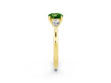 Yellow gold Three-Stone Round Cut Peridot Ring with Pear  Side Stones in Four-Prong Setting_38