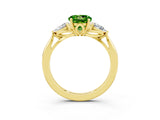 Yellow gold Three-Stone Round Cut Peridot Ring with Pear  Side Stones in Four-Prong Setting_39