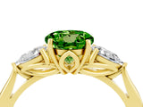 Yellow gold Three-Stone Round Cut Peridot Ring with Pear  Side Stones in Four-Prong Setting_40