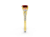 Yellow gold Three-Stone Round Cut Ruby Pavé Band with Four-Prong Setting_2