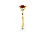 Yellow gold Three-Stone Round Cut Ruby Ring with Pear  Side Stones in Four-Prong Setting_14