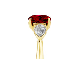 Yellow gold Three-Stone Round Cut Ruby Ring with Pear  Side Stones in Four-Prong Setting_17