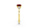 Yellow gold Three-Stone Round Cut Ruby Ring with Pear  Side Stones in Four-Prong Setting_38