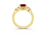 Yellow gold Three-Stone Round Cut Ruby Ring with Pear  Side Stones in Four-Prong Setting_39