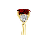 Yellow gold Three-Stone Round Cut Ruby Ring with Pear  Side Stones in Four-Prong Setting_41