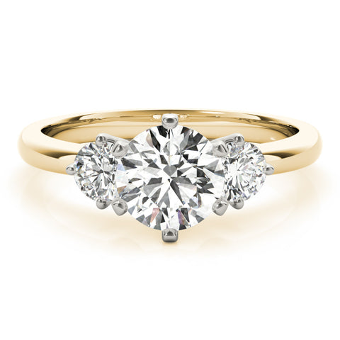 Yellow gold Three-Stone Round Cut Solitaire Diamond Ring with Prong Setting 1