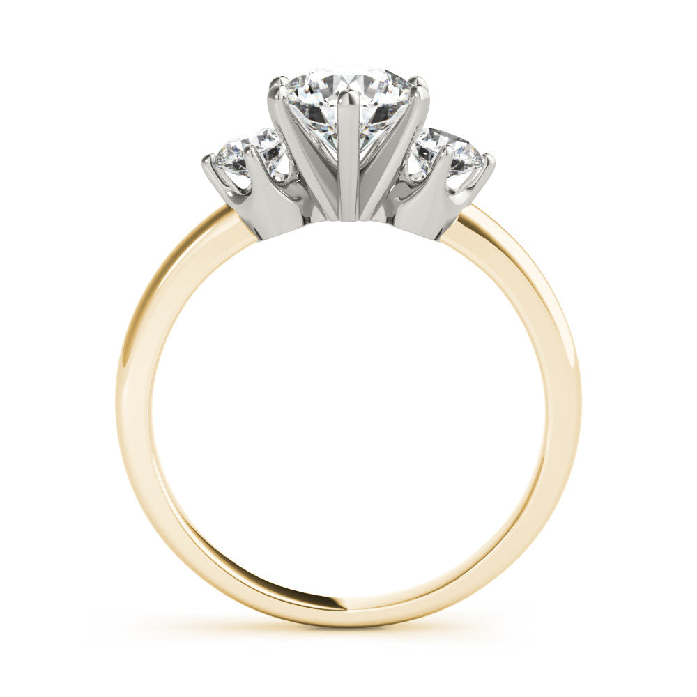 Yellow gold Three-Stone Round Cut Solitaire Diamond Ring with Prong Setting 2