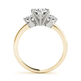 Yellow gold Three-Stone Round Cut Solitaire Diamond Ring with Prong Setting 2