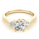 Yellow gold Three-Stone Round Cut Solitaire Engagement Ring with Prong Setting and Classic Band 1